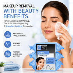 Global Beauty Care resealable pack open with wipes visible, staying moist and portable benefit