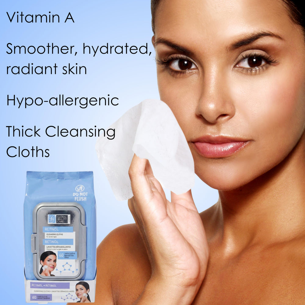Global Beauty Care wipe removing waterproof mascara demonstrating effective makeup removal