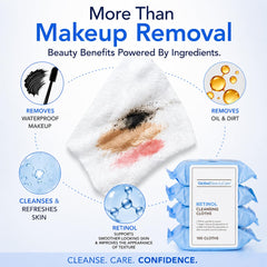Global Beauty Care wipe in hand wiping makeup for convenient removal