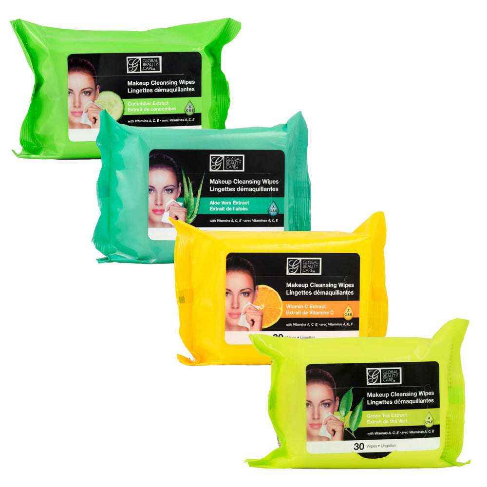 Global Beauty Care wipe in use removing waterproof mascara from eyelashes, effective makeup removal benefit