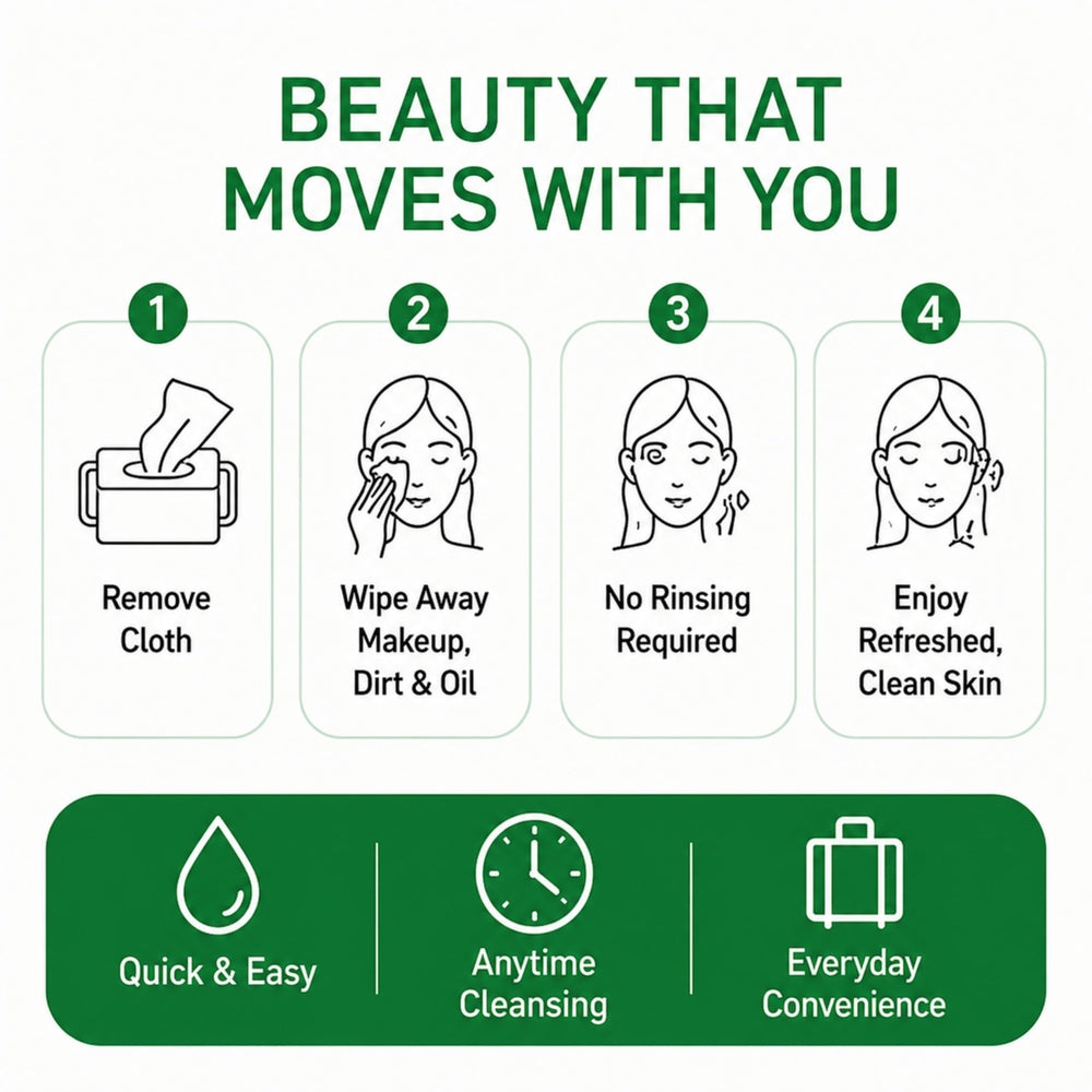 Global Beauty Care wipes placed in a travel bag for on‑the‑go refresh