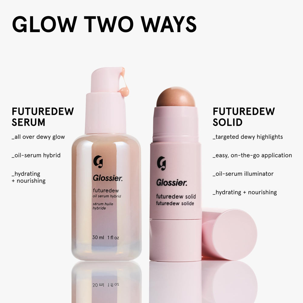 Glossier Futuredew paired with makeup for priming and glow benefits