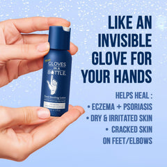Gloves In A Bottle label close-up showing ingredients and clear usage information benefit