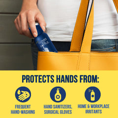 Gloves In A Bottle tucked in a nurse scrub pocket showing on-the-go convenience