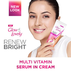 Glow & Lovely cream spread on hand illustrating lightweight feel and quick sinking