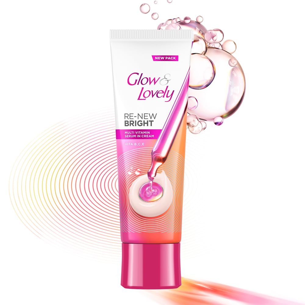 Glow & Lovely cream texture close-up showing smooth consistency and fast absorption