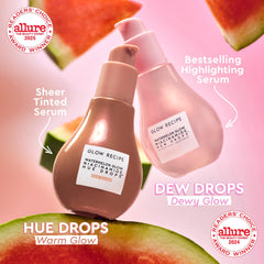 Glow Recipe pump dispensing texture close-up to show lightweight serum hydration
