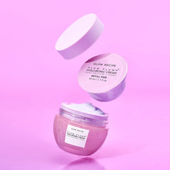 Glow Recipe refill jar open to reveal cream, demonstrating easy refill convenience