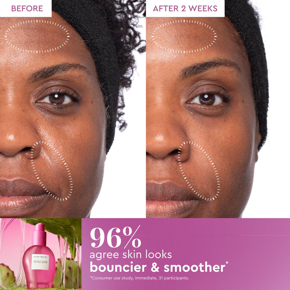 Glow Recipe ingredient label spotlighting prickly pear extract and peptide benefits
