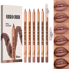 GLSFACE front packaging showing six matte lip liners and two sharpeners, convenient kit