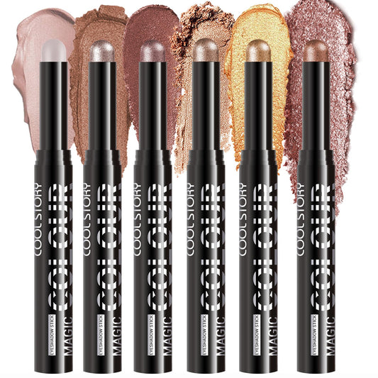 GLSFACE front packaging set A showing six warm eyeshadow sticks and compact case, easy travel