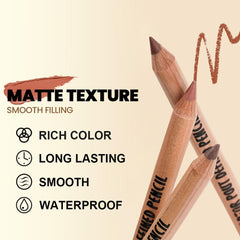 GLSFACE six lip pencils arranged flat, display of color variety and precise tips