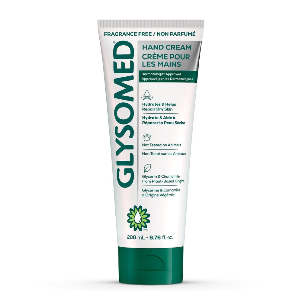 Glysomed front bottle showing 200 mL unscented formula and clear branding benefit: reliable hydration