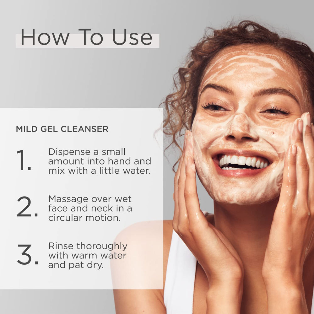 GLYTONE cleanser in use removing makeup, highlights effective cleansing benefit