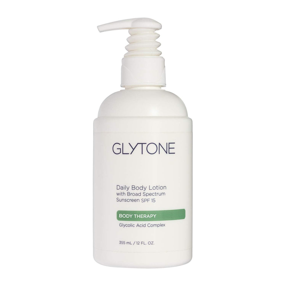 GLYTONE front packaging 12 oz shows clean branding and SPF benefit