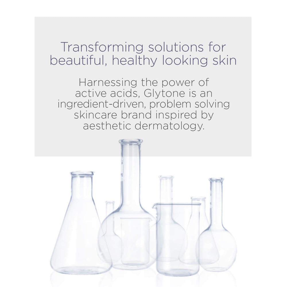 GLYTONE bottle on bathroom shelf in lifestyle setting for daily routine