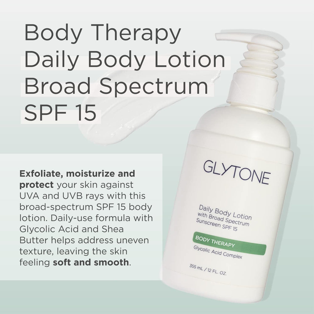GLYTONE lotion texture close-up highlights smooth moisturizing finish