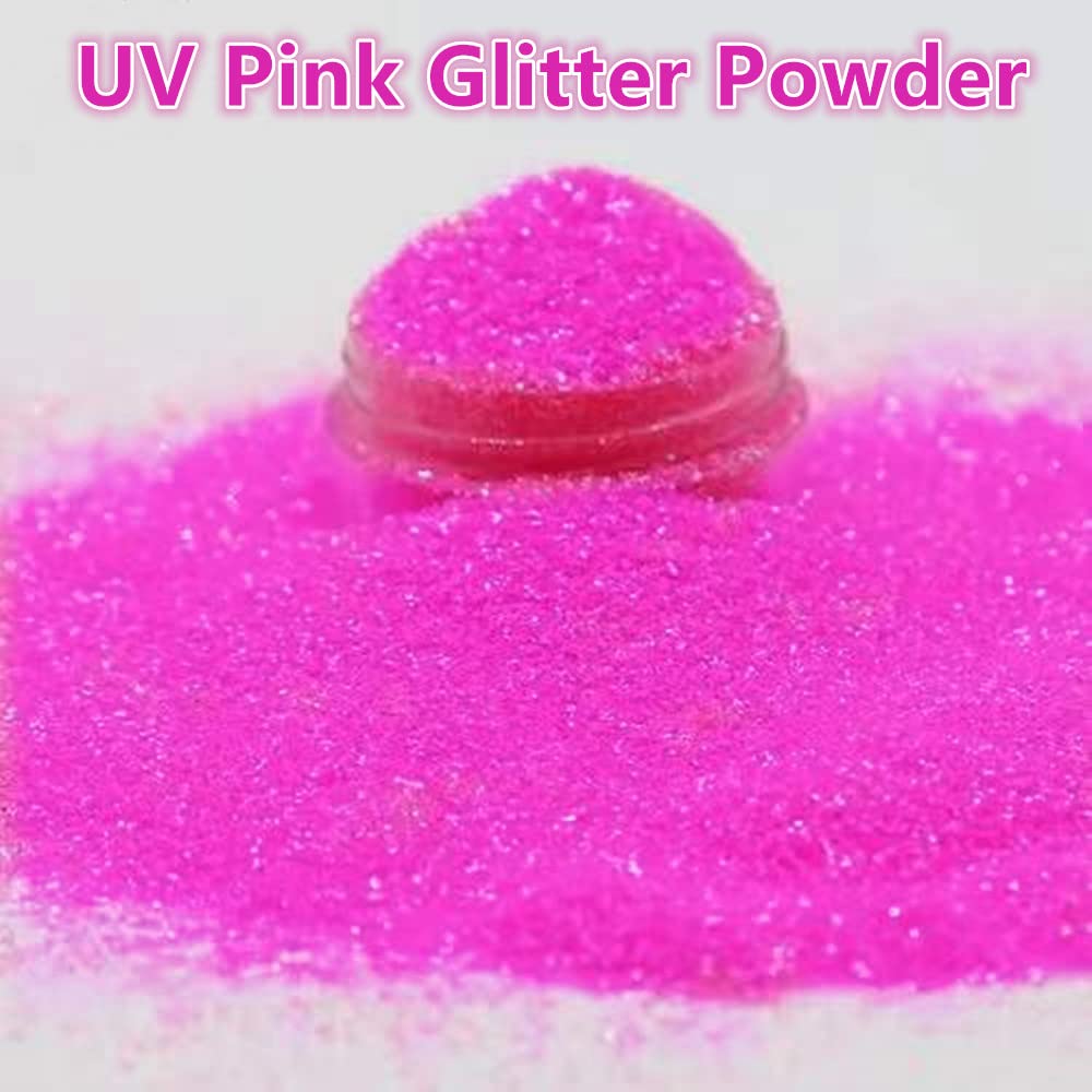 Go Ho close-up of extra-fine pink glitter texture, shows smooth sparkle finish