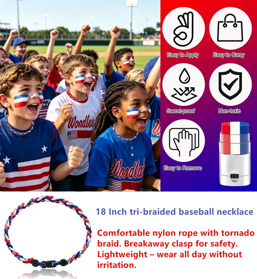 Go Ho face paint being applied at a baseball game for bold team spirit