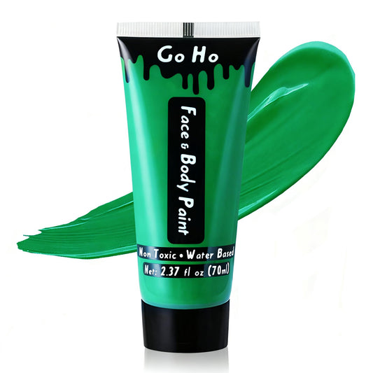 Go Ho front jar showing green face paint and easy open lid benefit