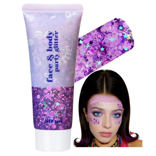 Go Ho front packaging showing light purple glitter gel and label benefit