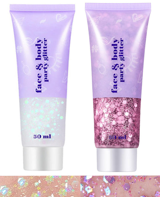 Go Ho front packaging showing pink and white glitter gel, clear instructions and benefits