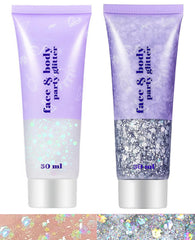 Go Ho front packaging showing silver and white glitter set and festival-ready benefit