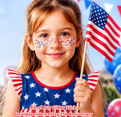 Go Ho glitter on hair braid adding festive red white blue highlights