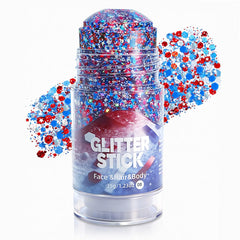 Go Ho glitter stick front packaging showing red white blue sparkles and convenience