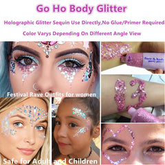 Go Ho hair application streak with blue glitter, adds sparkle and dimension