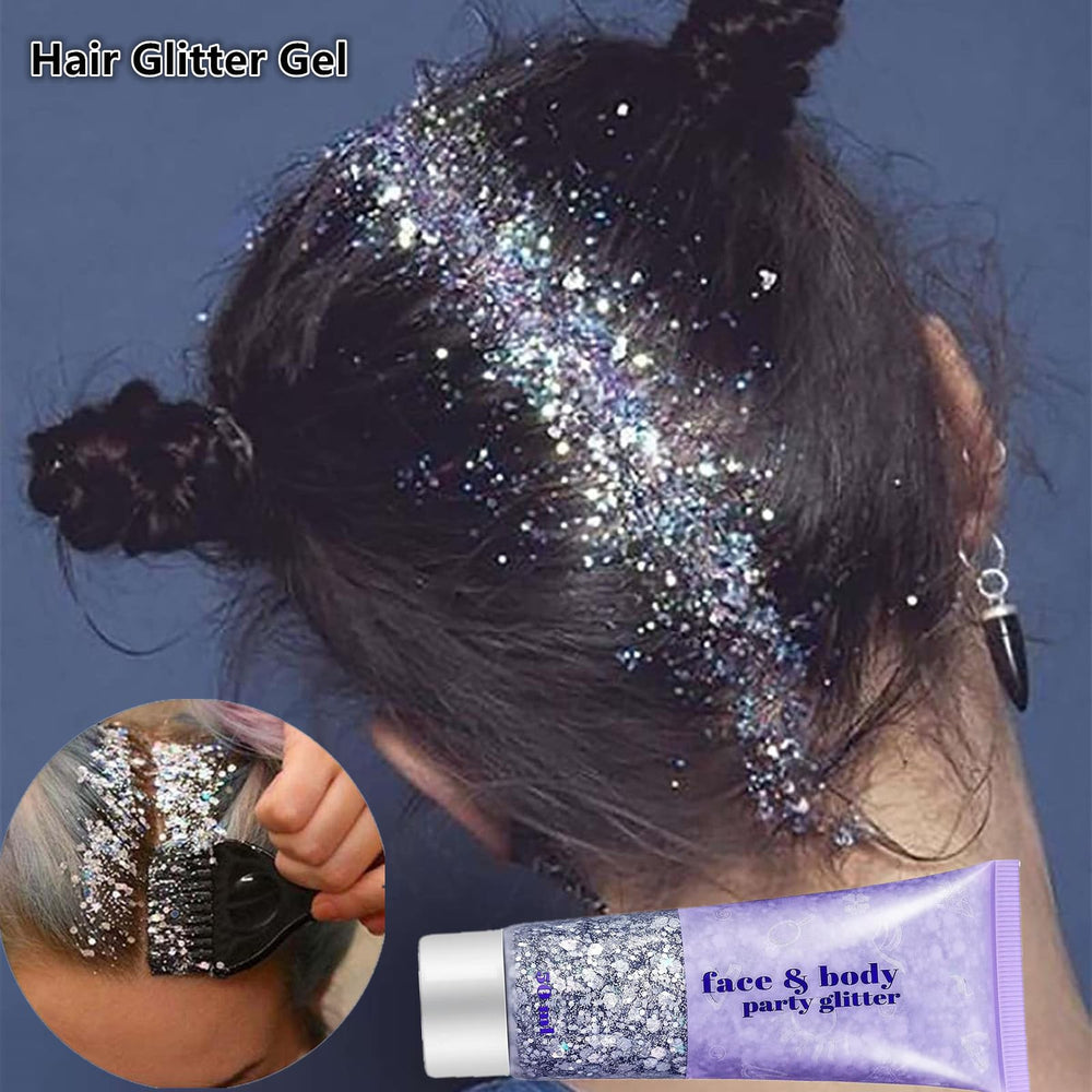 Go Ho hair highlight with glitter adding visible stage-ready shimmer benefit