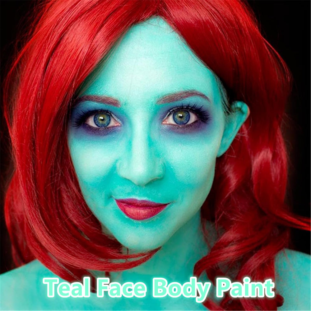 Cosplayer applying Go Ho teal stick for mermaid look demonstrating fast, even coverage