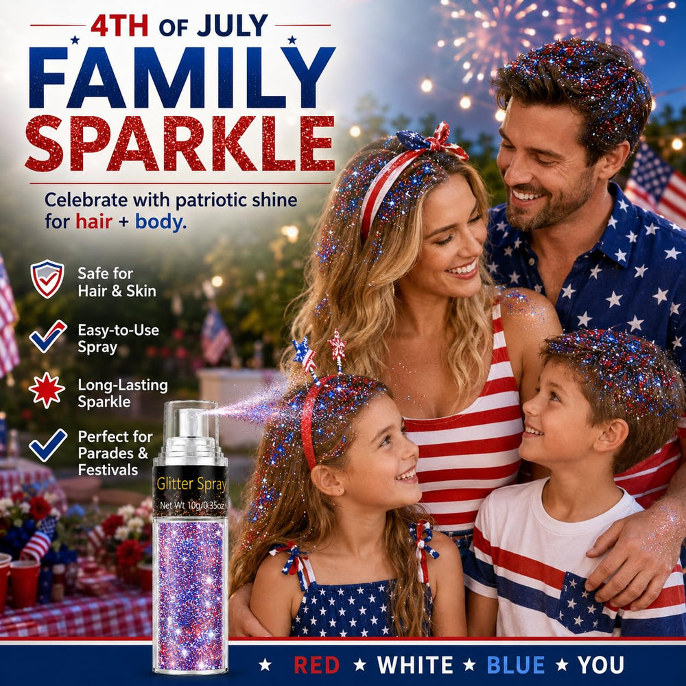 Go Ho shimmer on arm and shoulder giving streak-free patriotic glow