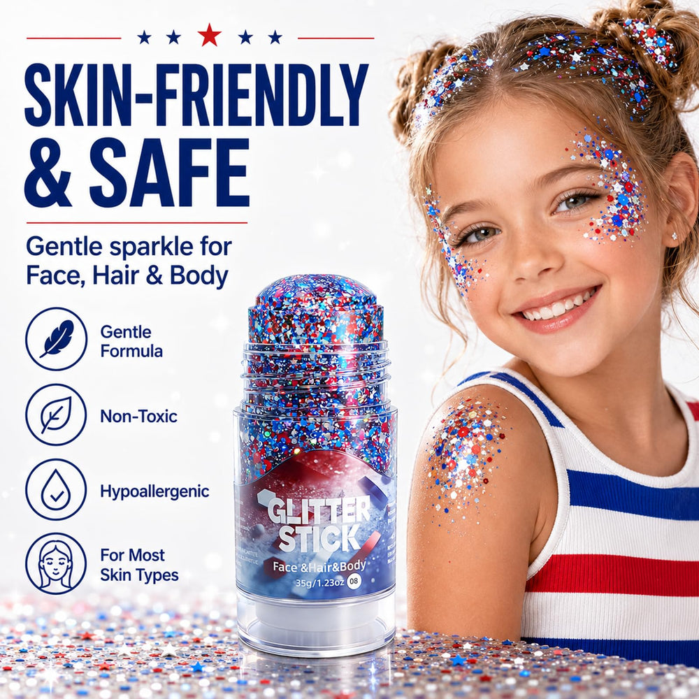 Go Ho patriotic glitter texture detail highlighting star and hex sequins