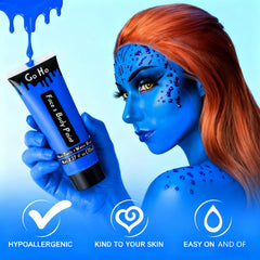 Go Ho royal blue brush application closeup showing even coverage and detail control