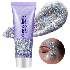 Go Ho jar front view showing silver holographic glitter gel and branding for easy identification