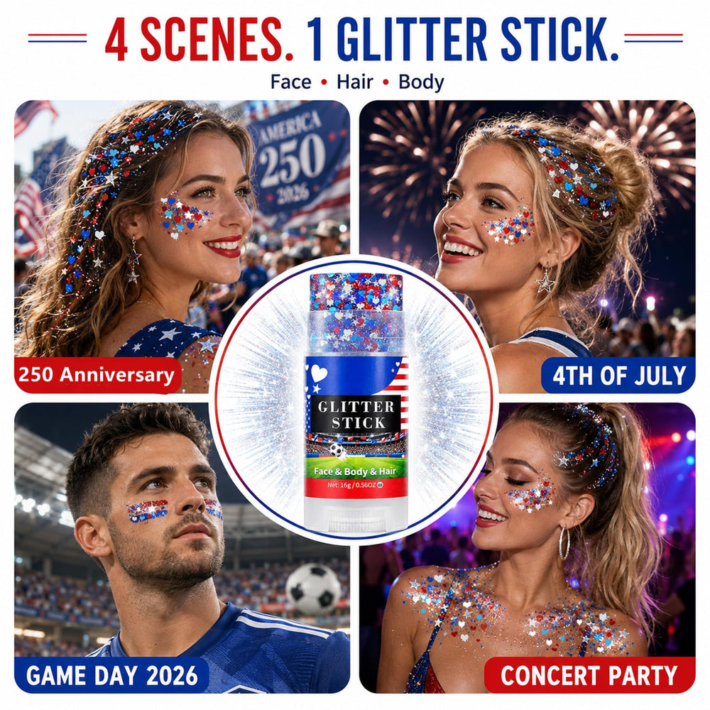 Go Ho glitter stick size comparison in hand for portable convenience