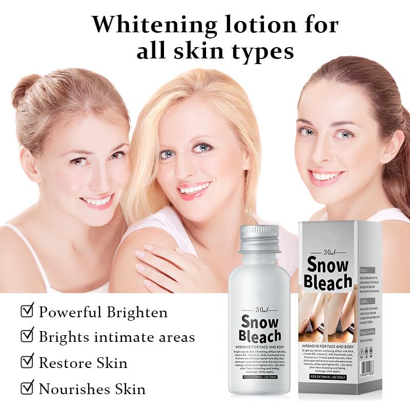 Go Ho Snow Bleach label close-up listing Vitamin C and niacinamide benefits