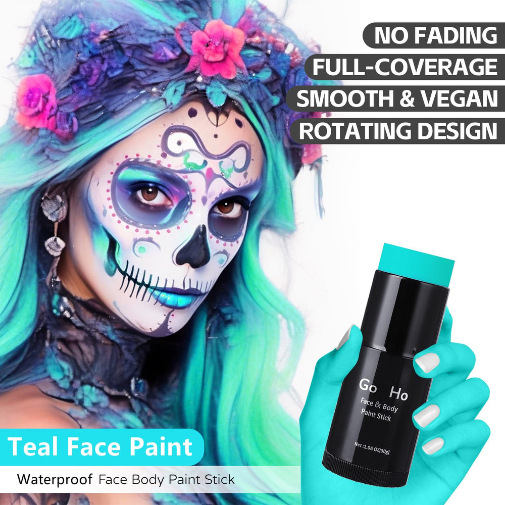 Go Ho teal paint with brush and sponge showing tools for precise blending