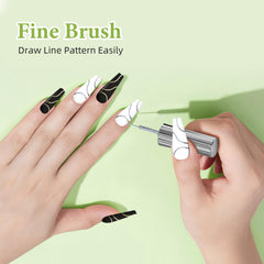 GOICC painted French tip demo showing crisp white and black contrast