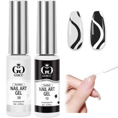 GOICC front packaging showing black and white gel liners, clear compact kit benefit