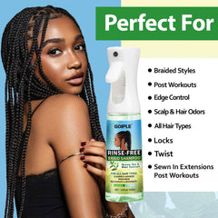 Goiple being applied directly to braided hair to refresh and reduce buildup