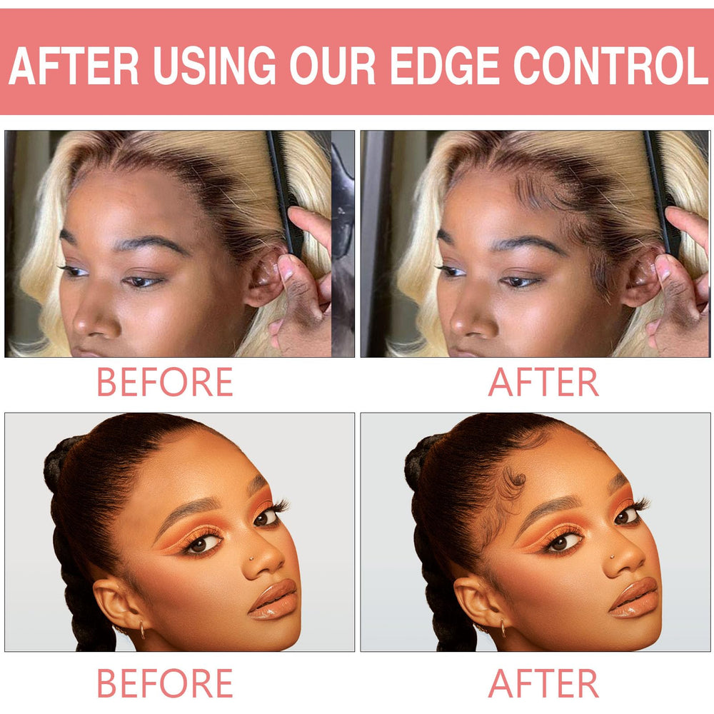 Goiple before and after edges demonstrating stronger hold and sleeker hairline benefit