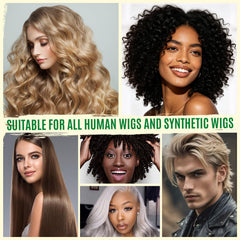 Goiple combing demo on damp wig showing easier detangling and manageability
