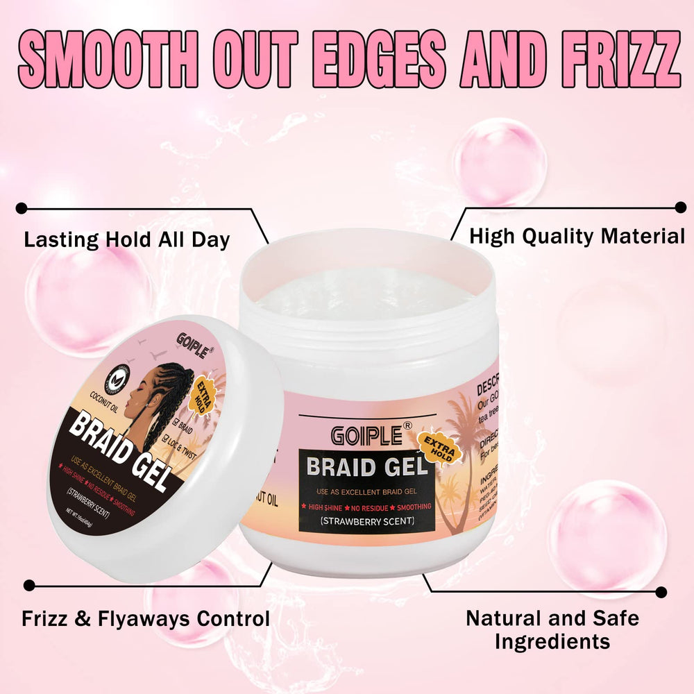 Goiple applied on finished dry braids to reduce frizz and maintain hold