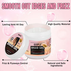 Goiple applied on finished dry braids to reduce frizz and maintain hold