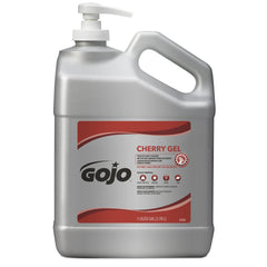 GOJO bottle front packaging showing pump and cherry gel benefits