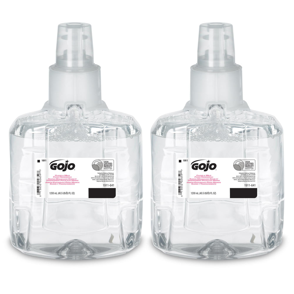 GOJO clear and mild front packaging showing label and certifications benefit workplace-friendly