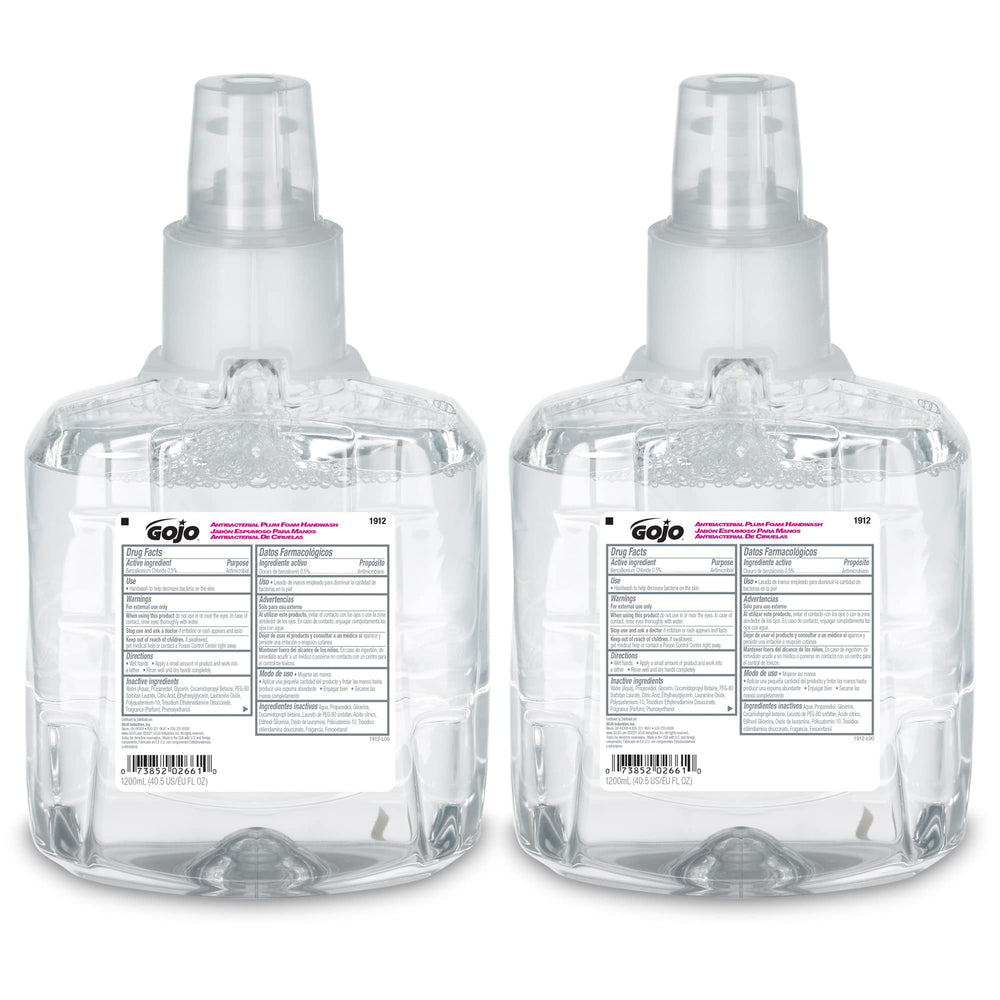 GOJO front packaging showing plum refill and product benefits