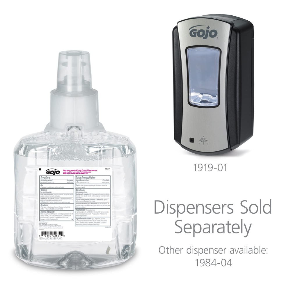 GOJO refill installed in LTX-12 dispenser in a clean restroom
